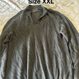 Men's V-Neck Sweater in Charcoal Gray - Size XXL